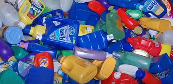 Laundry Detergent Jugs in a Landfill use Laundry Tablets