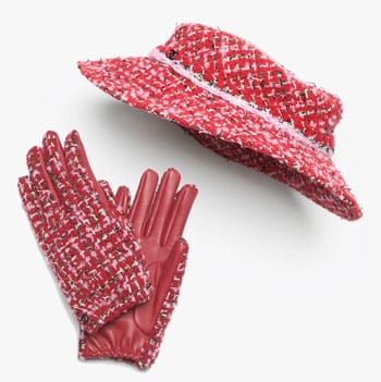 plaid, tweed hat and gloves from Chanel