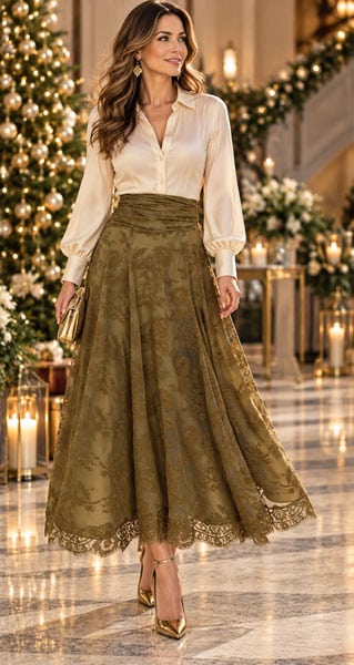 winter florals on lace skirt from Zimmerman